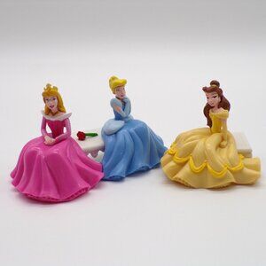 DecoPac Disney Princess Cake Topper Aurora Cinderella Belle Bench Rose Lot of 2